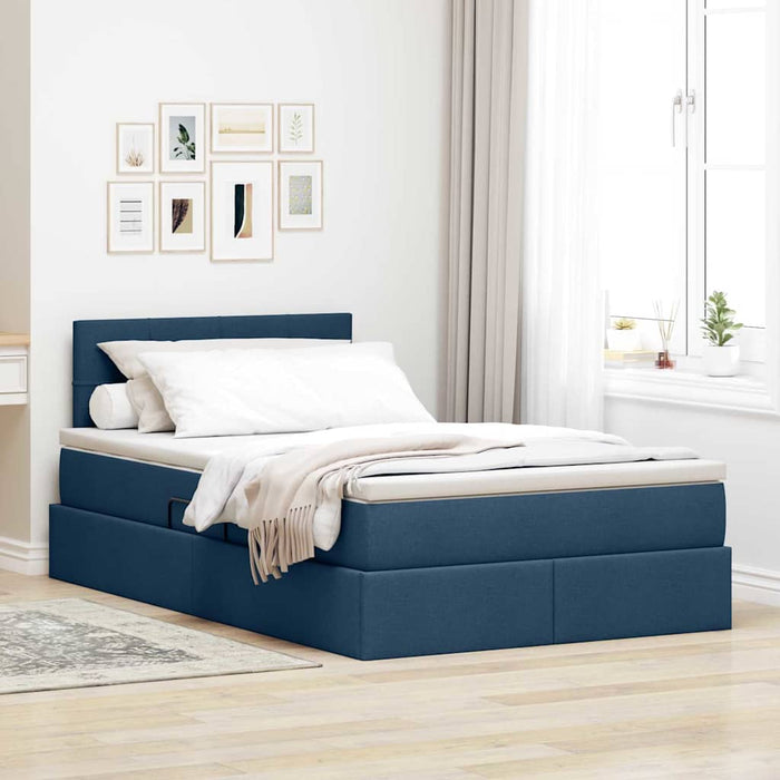 Pat cu lumini cu bandă LED albastru 120 x 200 cm țesătură - WALTI WALTI