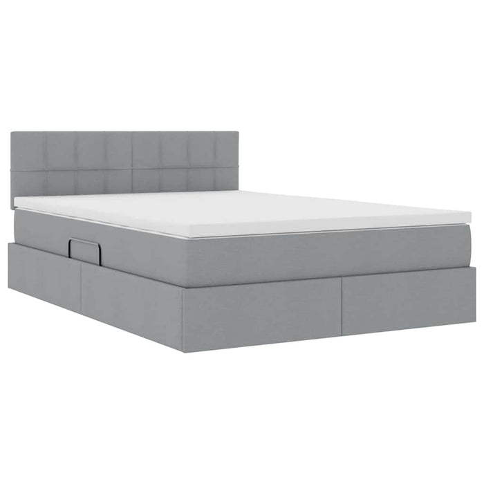 Pat cu lumini cu bandă LED Gri deschis 140 x 200 cm țesătură - WALTI WALTI