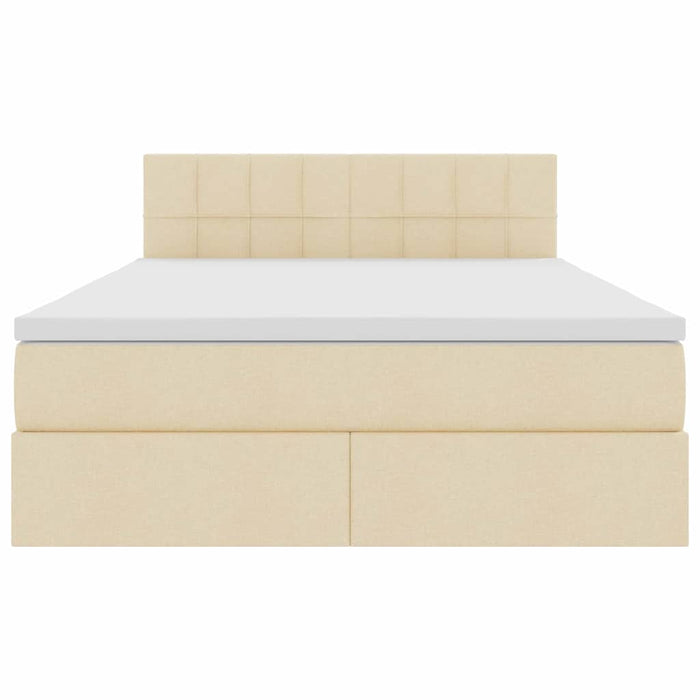 Pat cu lumini cu bandă LED Creme 140 x 200 cm țesătură - WALTI WALTI