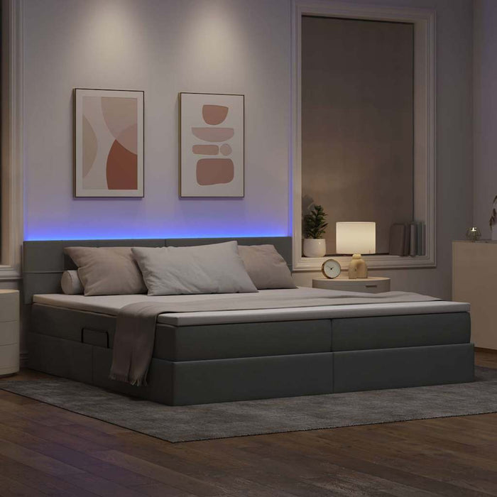 Pat cu lumini cu bandă LED Gri deschis 200 x 200 cm țesătură - WALTI WALTI