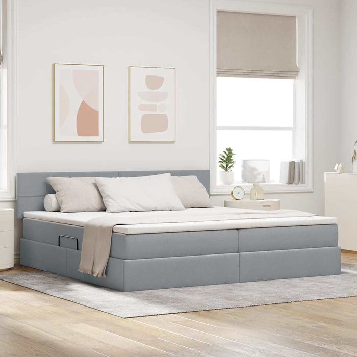 Pat cu lumini cu bandă LED Gri deschis 200 x 200 cm țesătură - WALTI WALTI