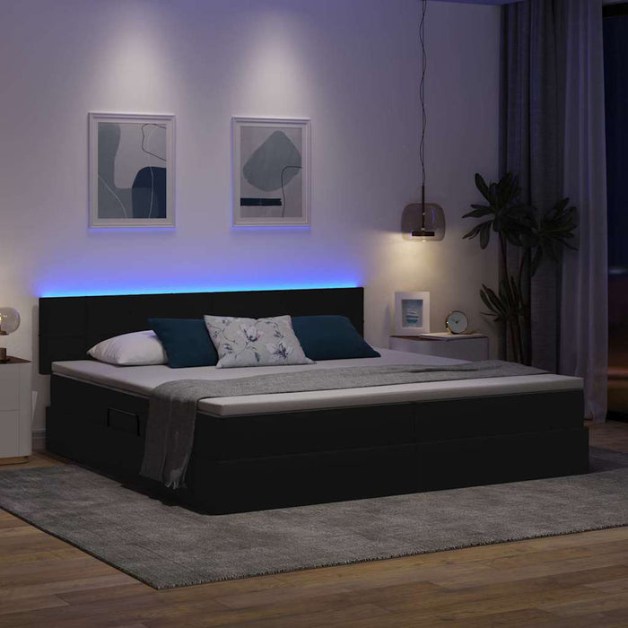 Pat cu lumini cu bandă LED Negru 200 x 200 cm țesătură - WALTI WALTI