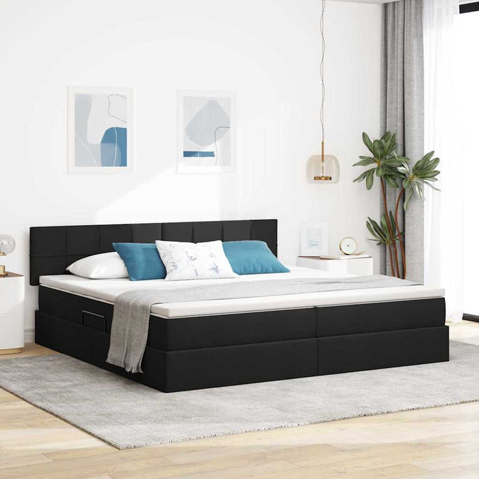 Pat cu lumini cu bandă LED Negru 200 x 200 cm țesătură - WALTI WALTI