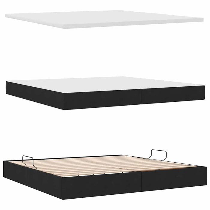 Pat cu lumini cu bandă LED Negru 200 x 200 cm țesătură - WALTI WALTI