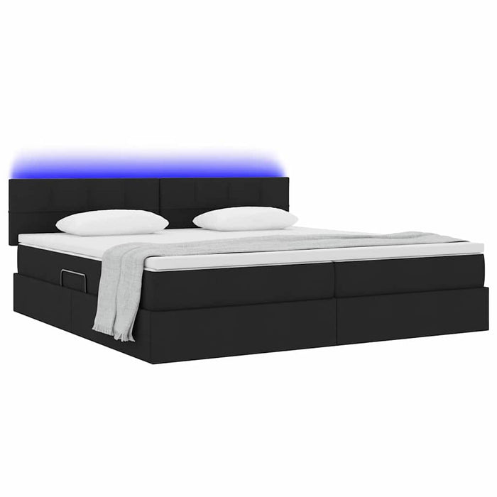 Pat cu lumini cu bandă LED Negru 200 x 200 cm țesătură - WALTI WALTI
