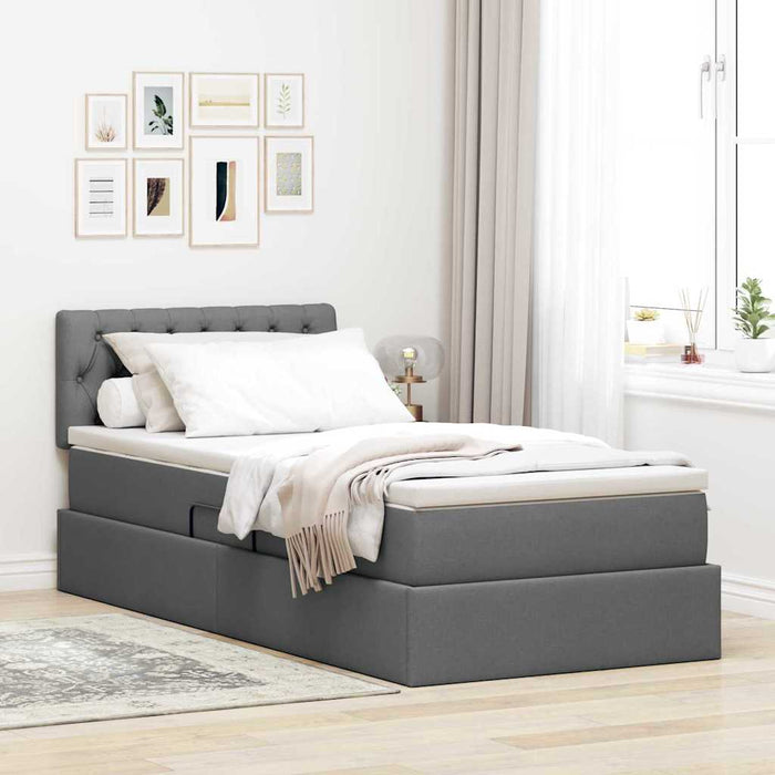 Pat cu saltea și LED cu saltea Gri închis 90 x 200 cm țesătură - WALTI WALTI