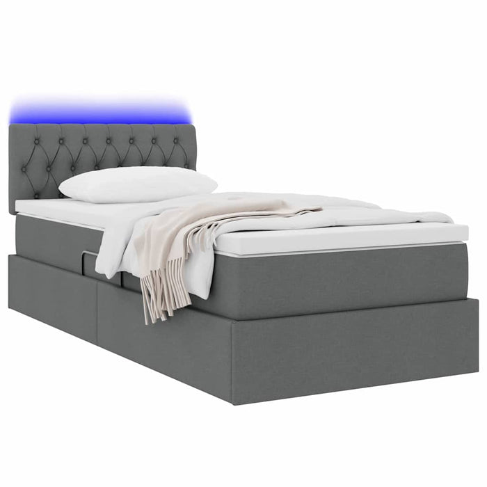 Pat cu saltea și LED cu saltea Gri închis 90 x 200 cm țesătură - WALTI WALTI
