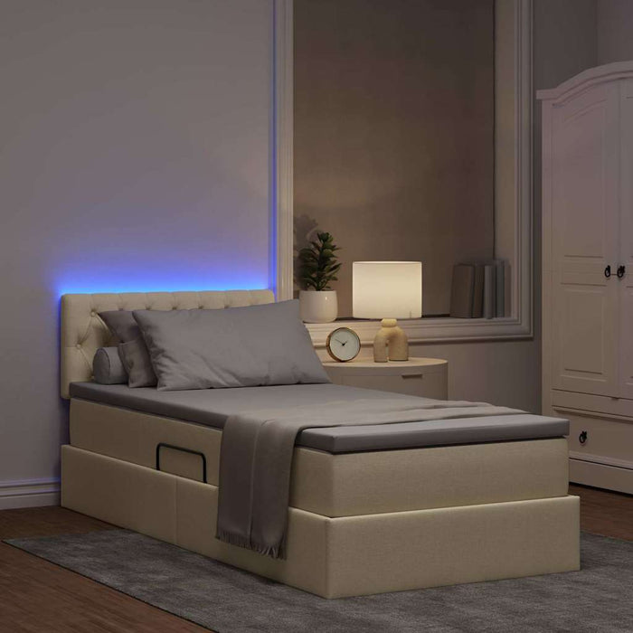 Pat cu saltea și LED cu saltea Creme 90 x 200 cm țesătură - WALTI WALTI