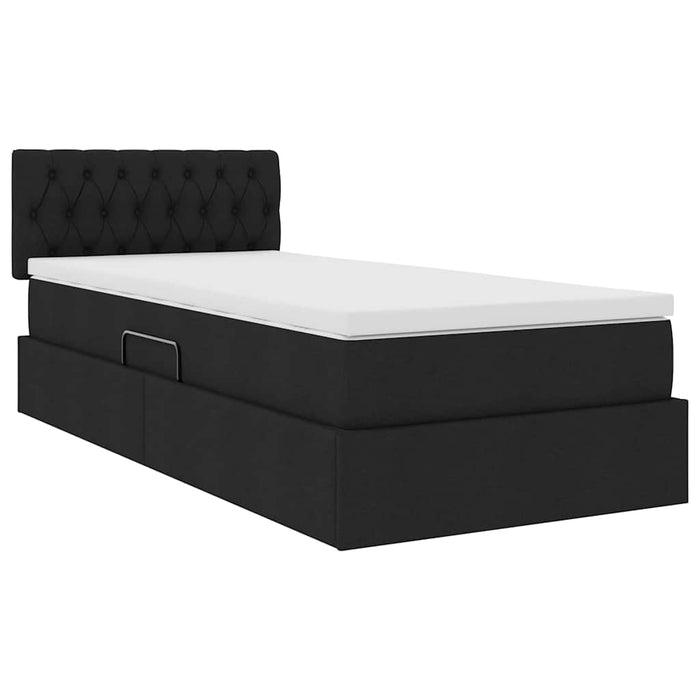 Pat cu saltea și LED cu saltea Negru 100 x 200 cm țesătură - WALTI WALTI