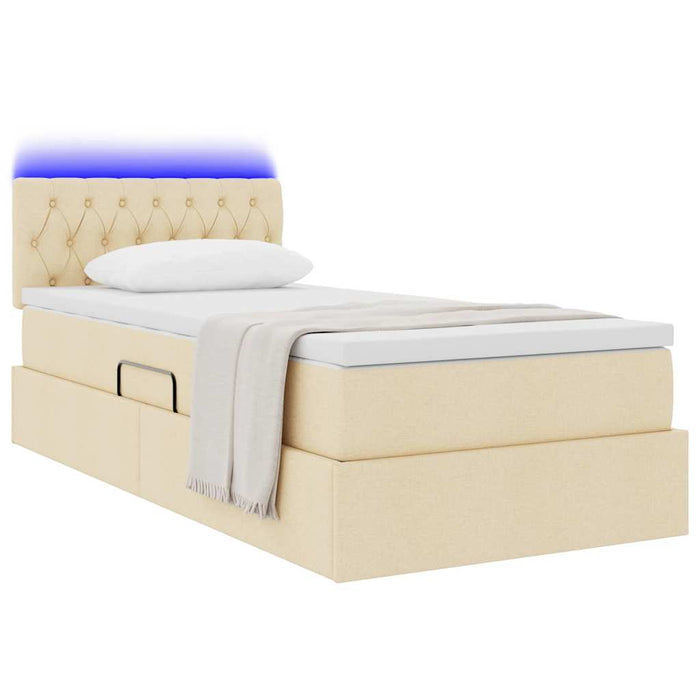 Pat cu saltea și LED cu saltea Creme 100 x 200 cm țesătură - WALTI WALTI