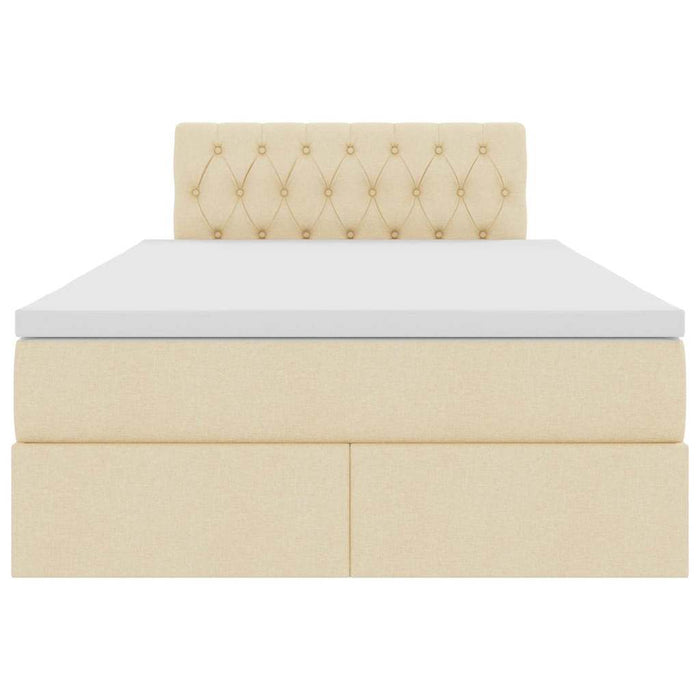 Pat cu LED și saltea Crem 120 x 190 cm Țesătură WALTI
