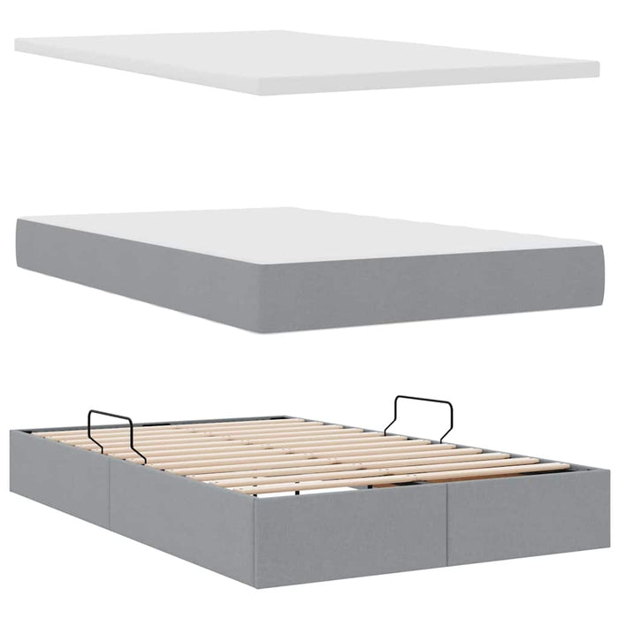 Pat cu lumini cu bandă LED Gri deschis 120 x 200 cm țesătură - WALTI WALTI