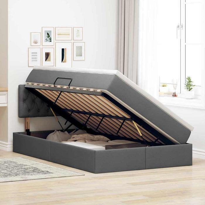 Pat cu lumini cu bandă LED Gri închis 120 x 200 cm țesătură - WALTI WALTI