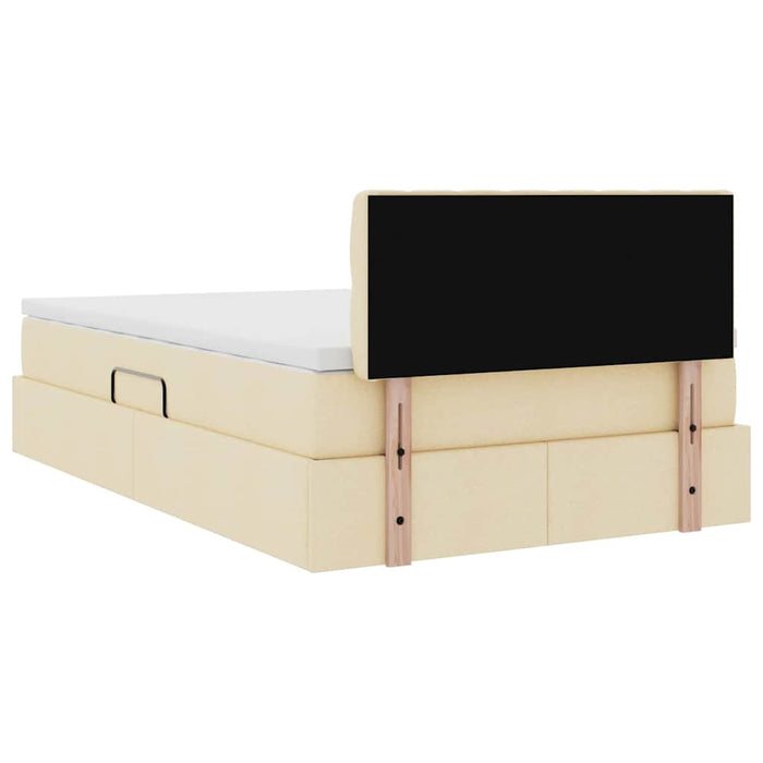Pat cu lumini cu bandă LED Creme 120 x 200 cm țesătură - WALTI WALTI