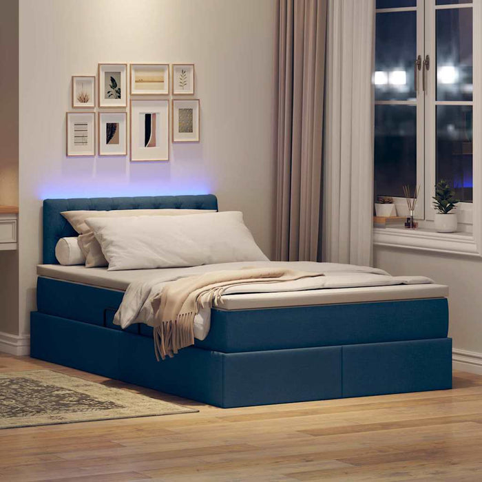 Pat cu lumini cu bandă LED albastru 120 x 200 cm țesătură - WALTI WALTI