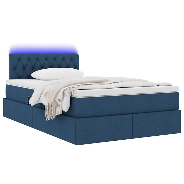 Pat cu lumini cu bandă LED albastru 120 x 200 cm țesătură - WALTI WALTI