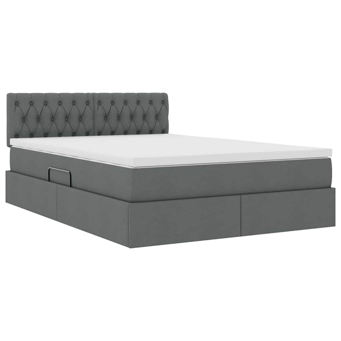 Pat cu lumini cu bandă LED Gri închis 140 x 190 cm țesătură - WALTI WALTI