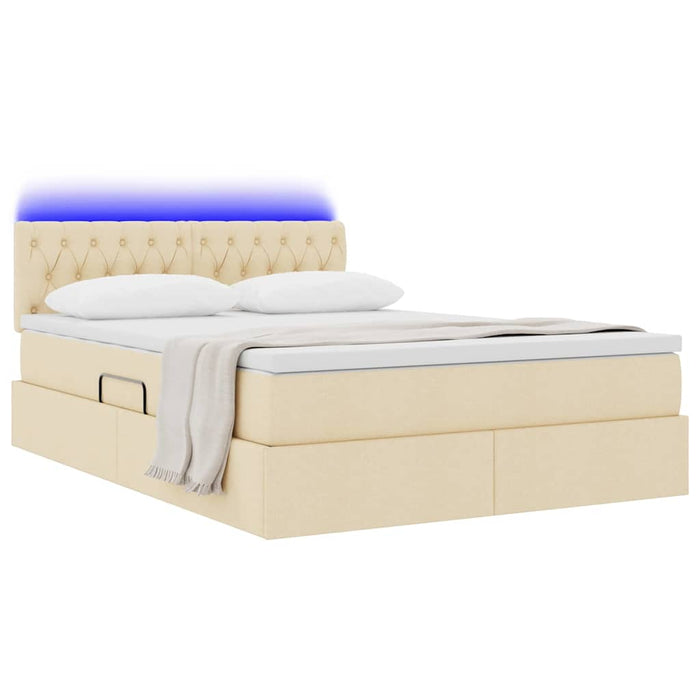 Pat cu saltea și LED cu saltea Creme 140 x 190 cm țesătură - WALTI WALTI