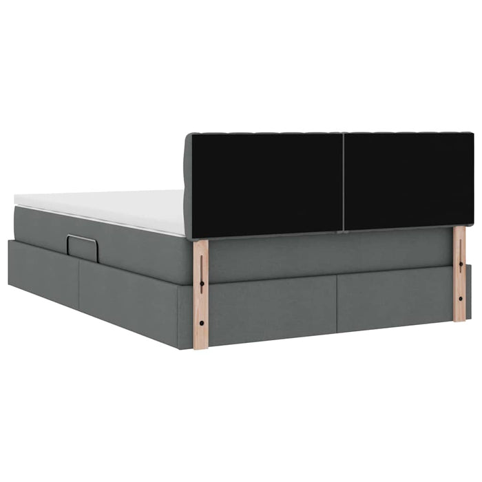 Pat cu lumini cu bandă LED Gri închis 140 x 200 cm țesătură - WALTI WALTI