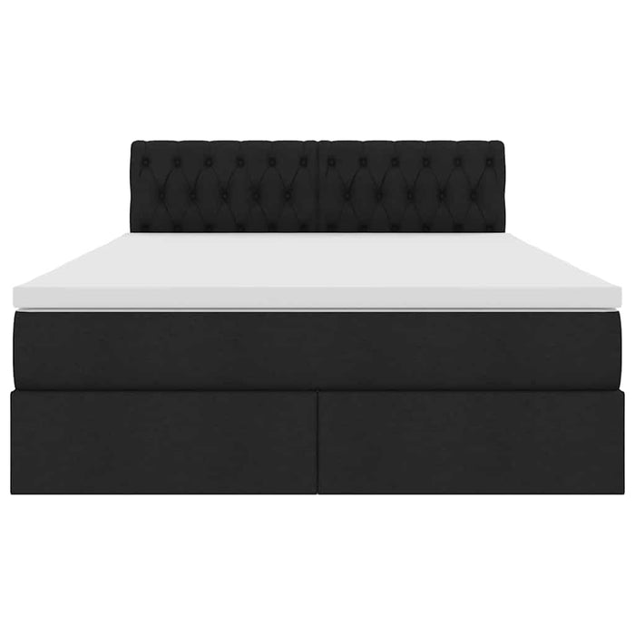 Pat cu lumini cu bandă LED Negru 140 x 200 cm țesătură - WALTI WALTI