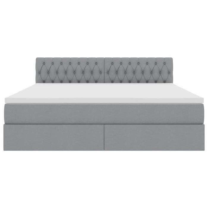 Pat cu lumini cu bandă LED Gri deschis 160 x 200 cm țesătură - WALTI WALTI
