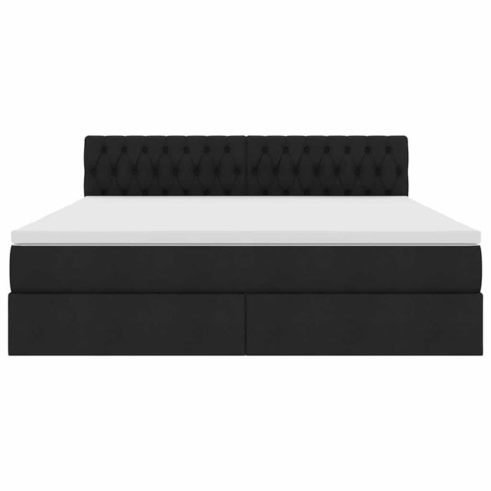 Pat cu lumini cu bandă LED Negru 160 x 200 cm țesătură - WALTI WALTI
