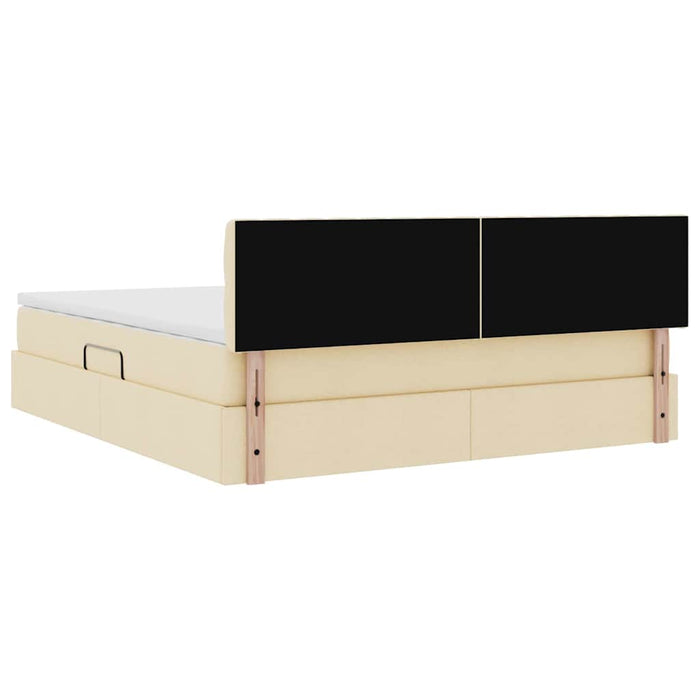 Pat cu lumini cu bandă LED Creme 180 x 200 cm țesătură - WALTI WALTI