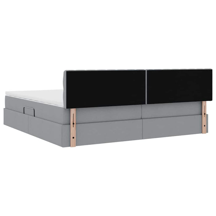 Pat cu lumini cu bandă LED Gri deschis 200 x 200 cm țesătură - WALTI WALTI