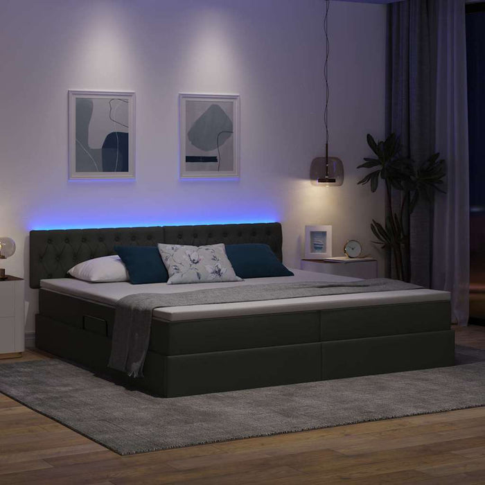 Pat cu lumini cu bandă LED Gri închis 200 x 200 cm țesătură - WALTI WALTI