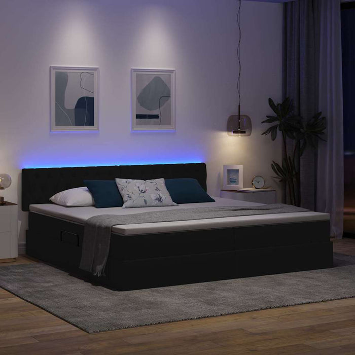 Pat cu lumini cu bandă LED Negru 200 x 200 cm țesătură - WALTI WALTI