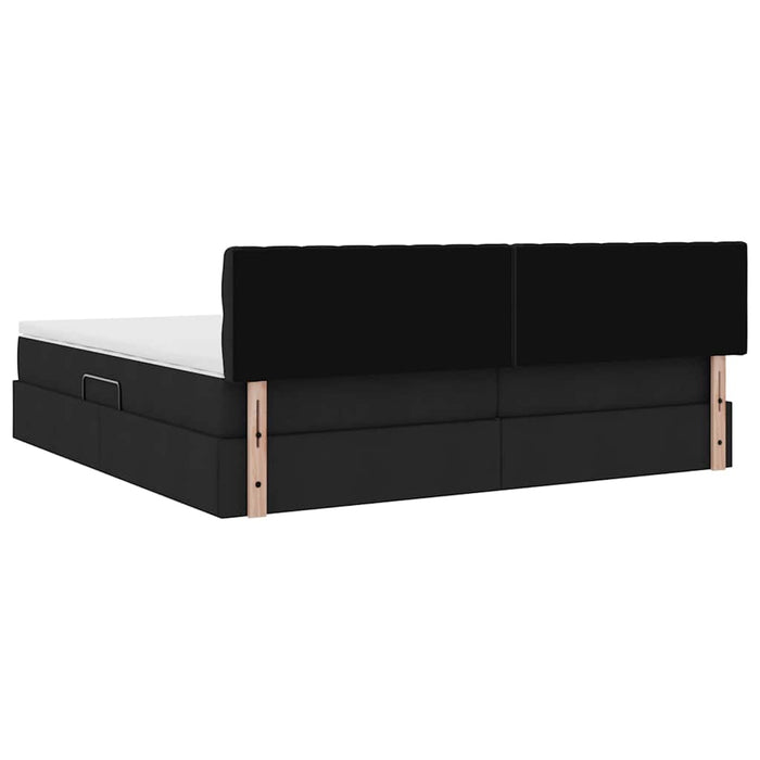 Pat cu lumini cu bandă LED Negru 200 x 200 cm țesătură - WALTI WALTI