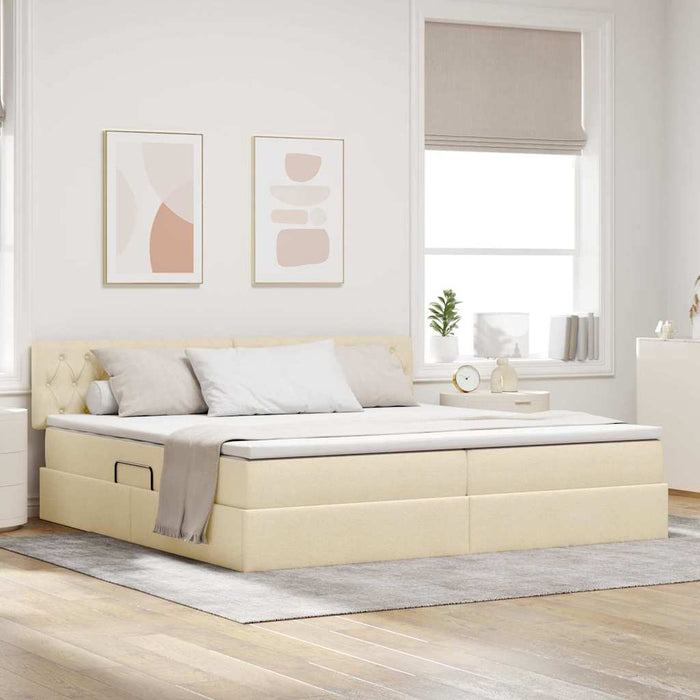 Pat cu saltea și LED cu saltea Creme 200 x 200 cm țesătură - WALTI WALTI
