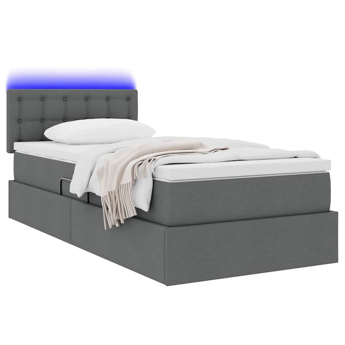 Pat cu saltea și LED cu saltea Gri închis 90 x 190 cm țesătură - WALTI WALTI
