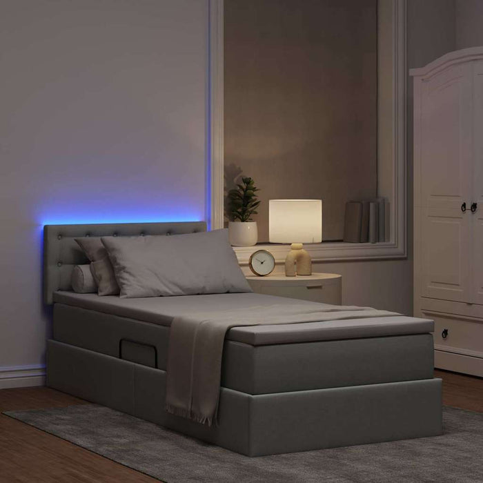 Pat cu saltea și LED cu saltea Gri deschis 90 x 200 cm țesătură - WALTI WALTI