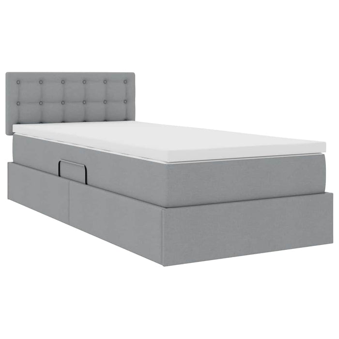 Pat cu saltea și LED cu saltea Gri deschis 90 x 200 cm țesătură - WALTI WALTI