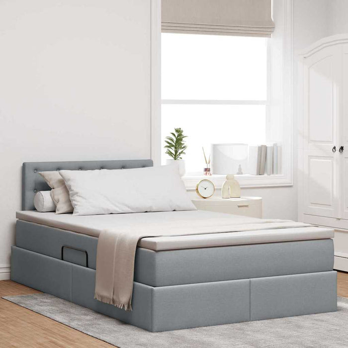 Pat cu saltea și LED Gri deschis 120 x 190 cm Poliester - WALTI WALTI