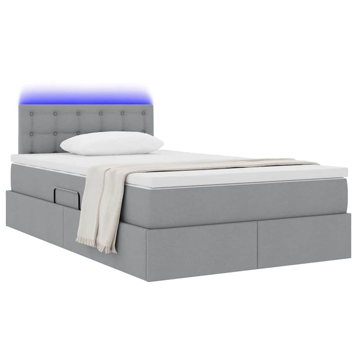 Pat cu saltea și LED Gri deschis 120 x 190 cm Poliester - WALTI WALTI