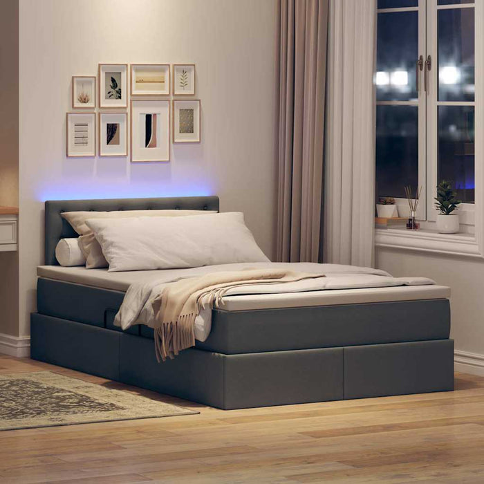Pat cu saltea și LED Gri închis 120 x 190 cm Poliester - WALTI WALTI