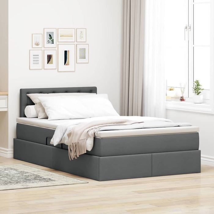 Pat cu saltea și LED Gri închis 120 x 190 cm Poliester - WALTI WALTI