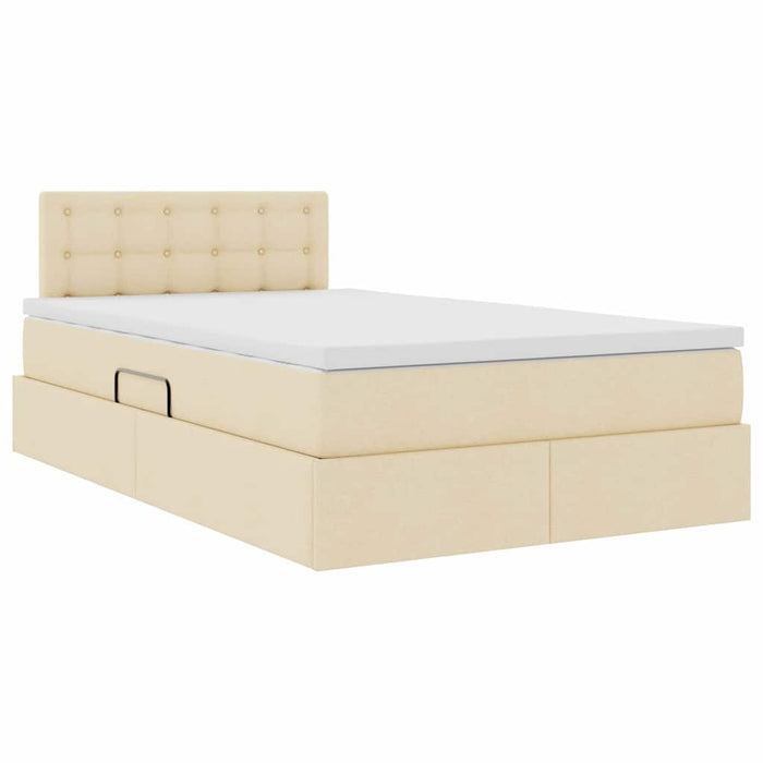 Pat cu lumini cu bandă LED Creme 120 x 200 cm țesătură - WALTI WALTI