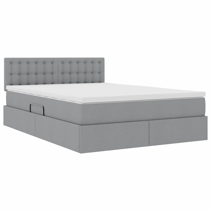 Pat cu lumini cu bandă LED Gri deschis 140 x 190 cm țesătură - WALTI WALTI