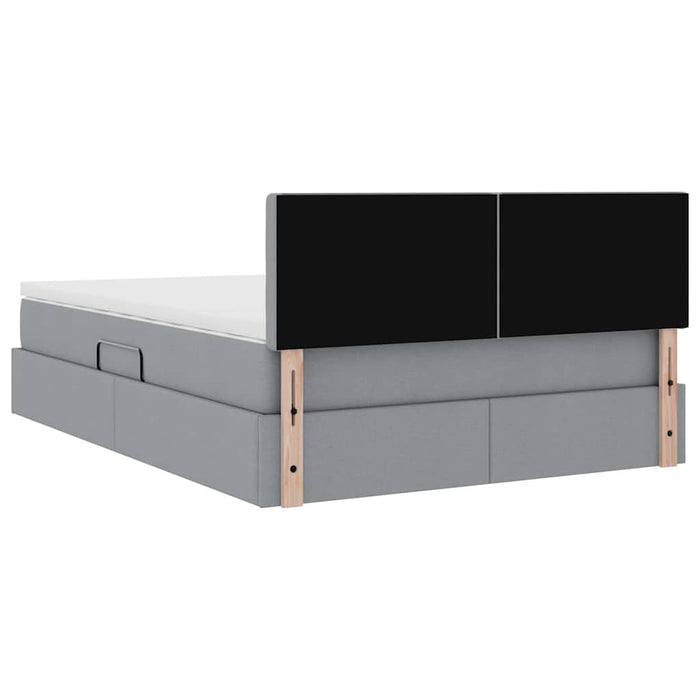 Pat cu lumini cu bandă LED Gri deschis 140 x 190 cm țesătură - WALTI WALTI