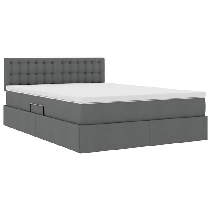 Pat cu lumini cu bandă LED Gri închis 140 x 190 cm țesătură - WALTI WALTI