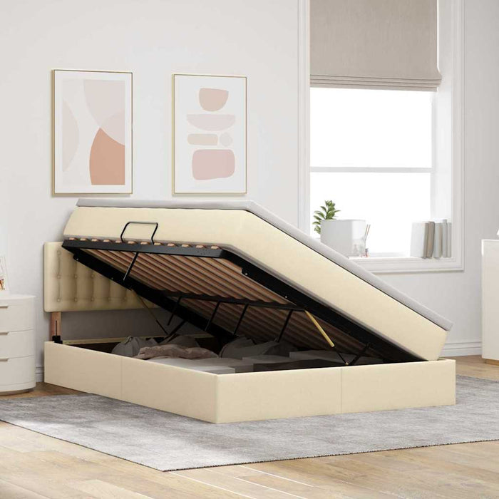 Pat cu saltea și LED cu saltea Creme 140 x 190 cm țesătură - WALTI WALTI