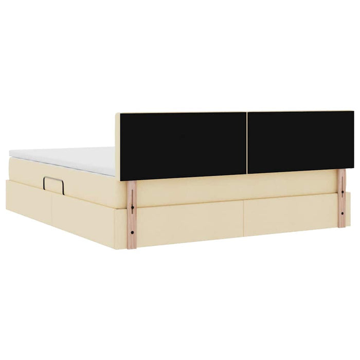 Pat cu lumini cu bandă LED Creme 160 x 200 cm țesătură - WALTI WALTI