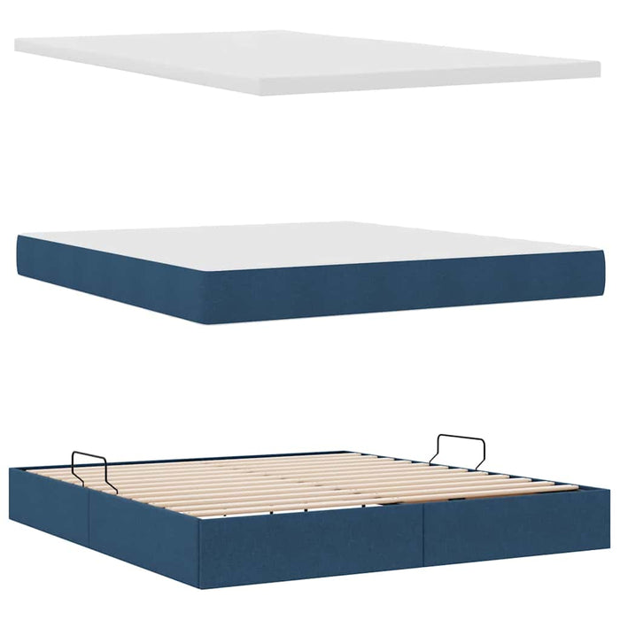Pat cu lumini cu bandă LED albastru 160 x 200 cm țesătură - WALTI WALTI