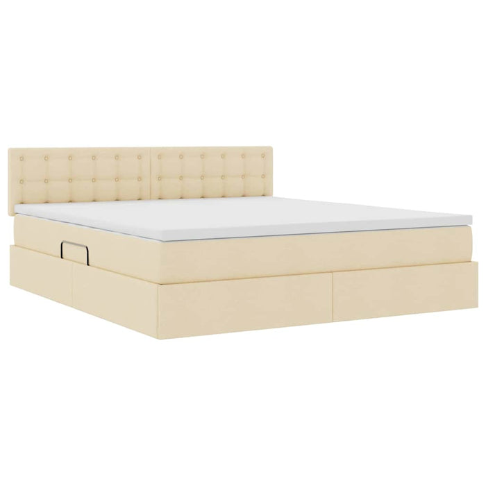 Pat cu lumini cu bandă LED Creme 180 x 200 cm țesătură - WALTI WALTI