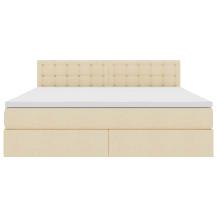 Pat cu lumini cu bandă LED Creme 180 x 200 cm țesătură - WALTI WALTI