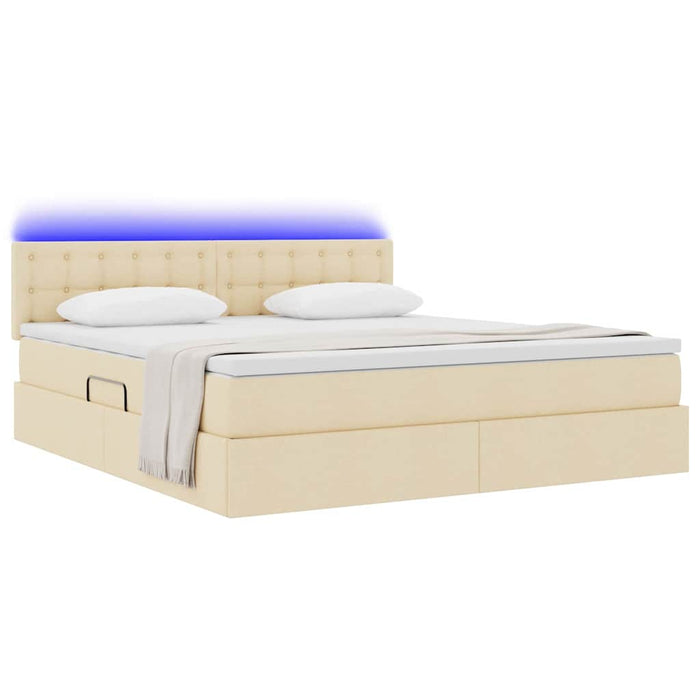 Pat cu lumini cu bandă LED Creme 180 x 200 cm țesătură - WALTI WALTI