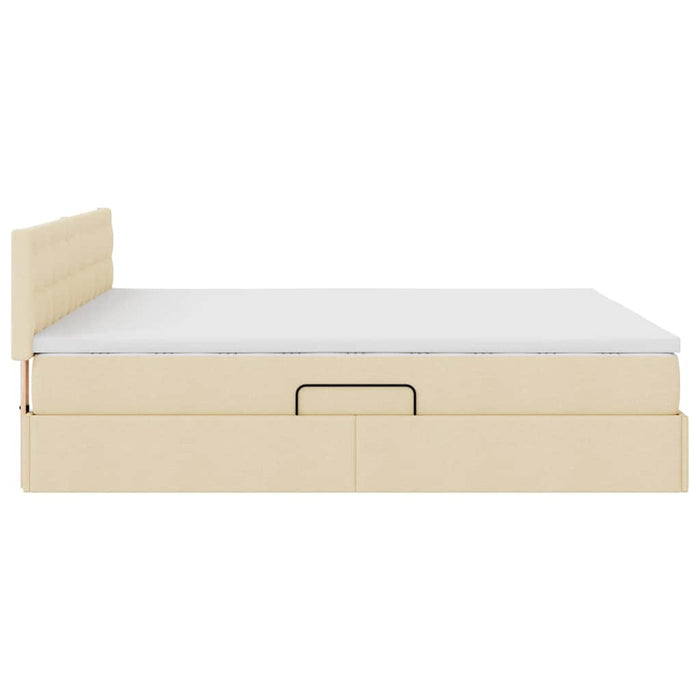 Pat cu lumini cu bandă LED Creme 180 x 200 cm țesătură - WALTI WALTI